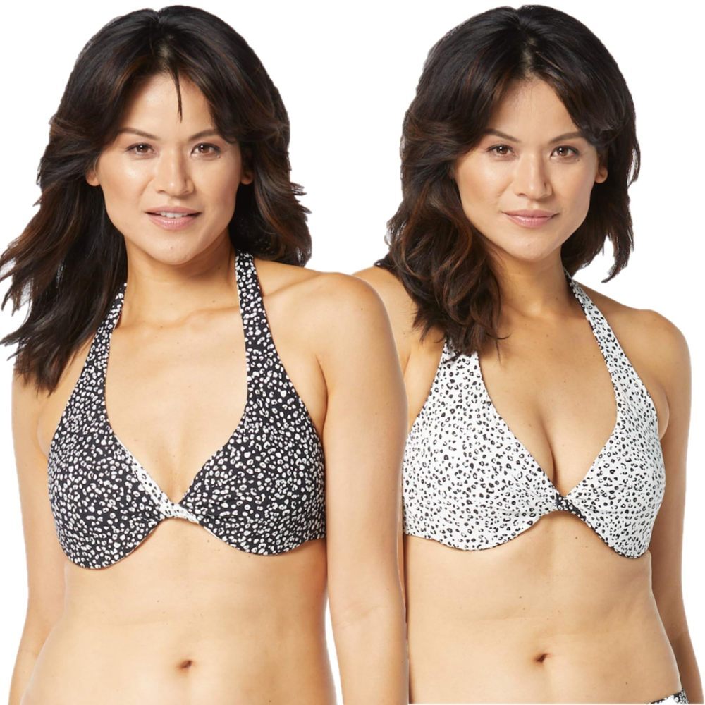 COCO REEF Verso Bra Sized Twist Reversible Underwire Bikini Top Cheetah 32-34C